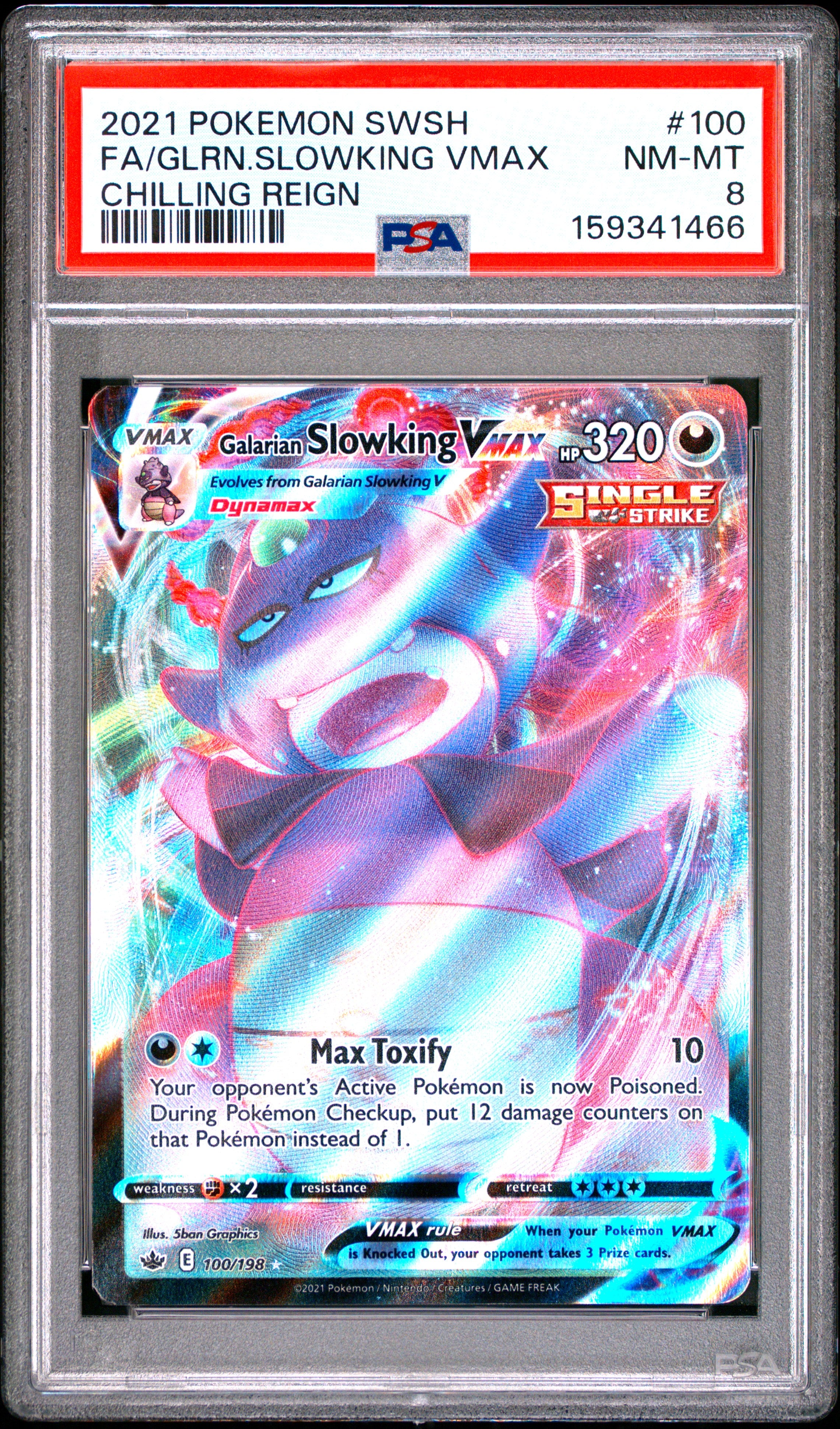 Pokemon Sword & Shield Chilling Reign 100 Full Art/Galarian Slowking Vmax PSA 8 NM-MT Cert #159341466