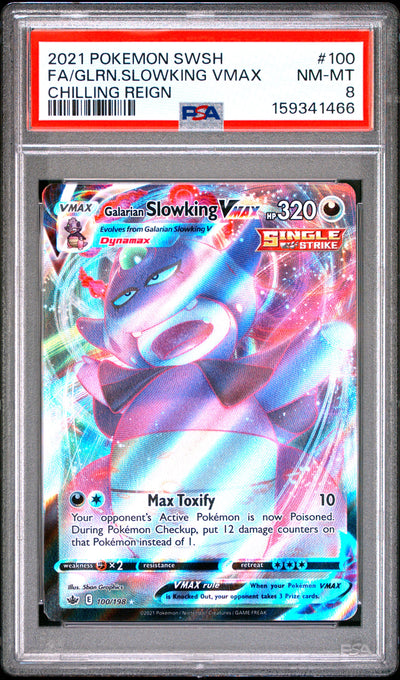Pokemon Sword & Shield Chilling Reign 100 Full Art/Galarian Slowking Vmax PSA 8 NM-MT Cert #159341466