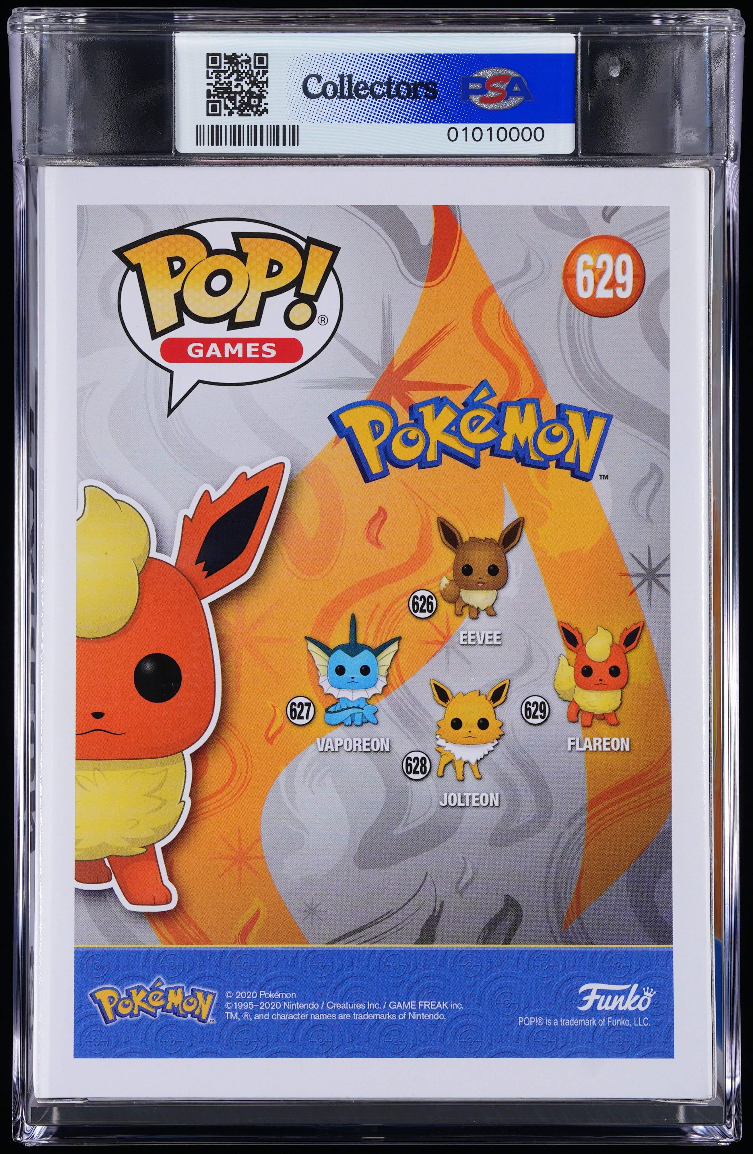 Funko Pop! PSA Graded Pokemon: Flareon PSA Graded 8.5 NM-MT+ Vinyl Figure #629 Cert #01010000