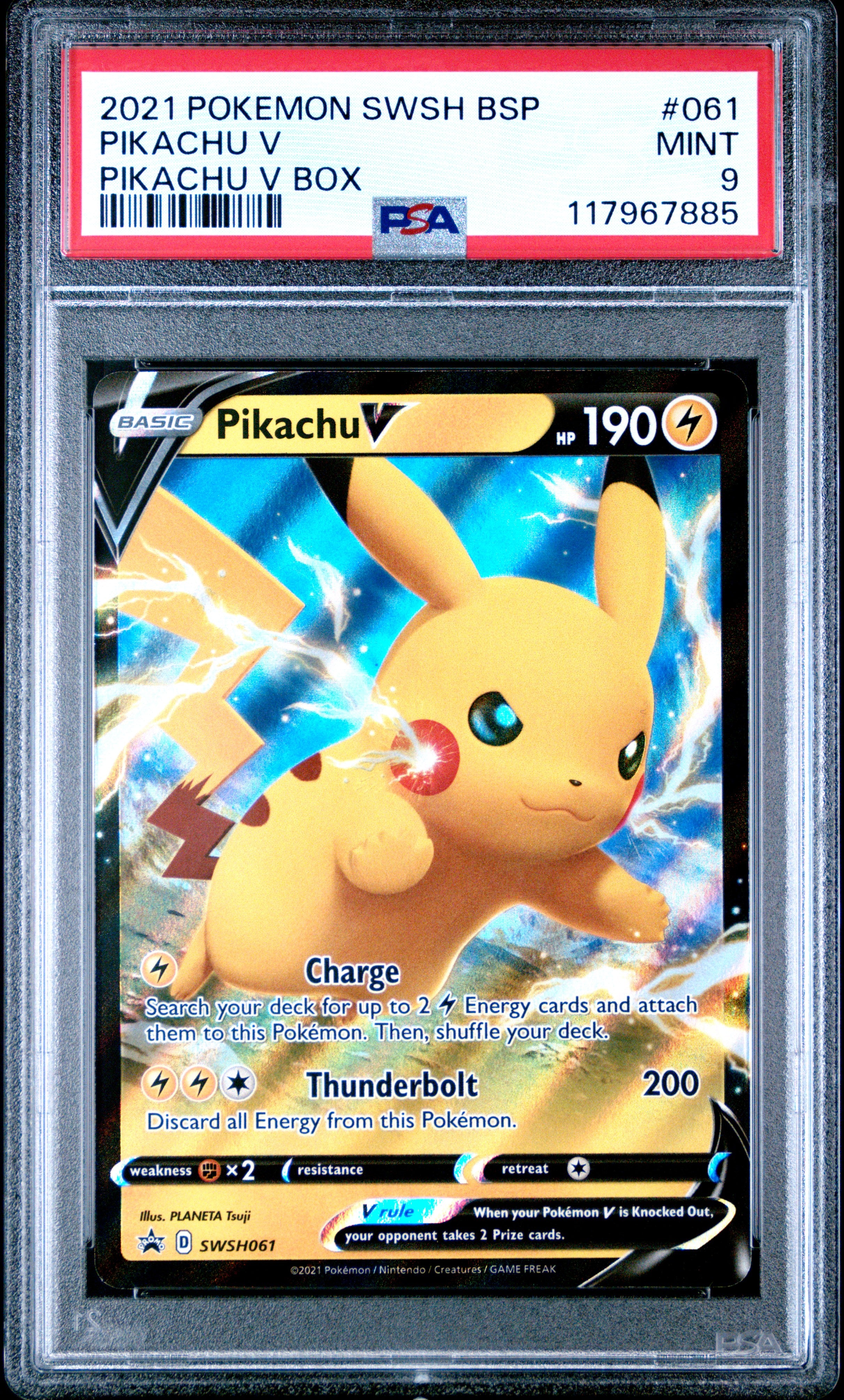 Pokemon Swsh Black Star Promo 061 Pikachu V Pikachu V Box PSA 9 MINT Cert #117967885