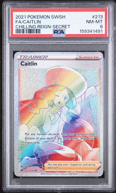 Pokemon Sword & Shield Chilling Reign 213 Full Art/Caitlin Secret PSA 8 NM-MT Cert #159341491