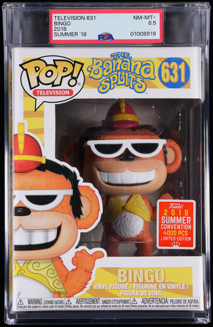 Funko Pop! PSA Graded The Banana Splits: Bingo (2018 Summer Convention) PSA Graded 8.5 NM-MT+ Vinyl Figure #631 Cert #01008919