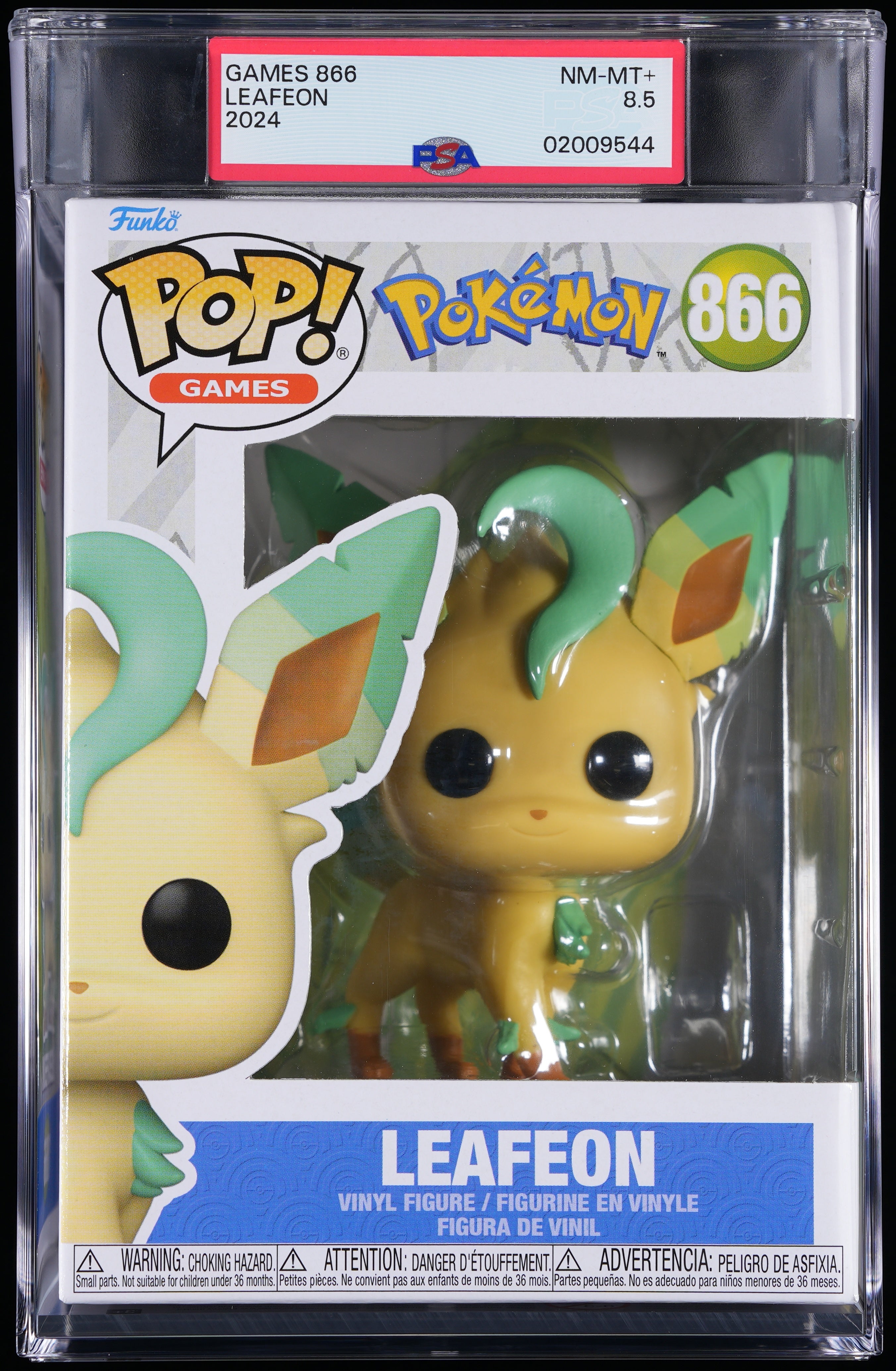 Funko Pop! PSA Graded Pokemon: Leafeon PSA Graded 8.5 NM-MT+ Vinyl Figure #866 Cert #02009544