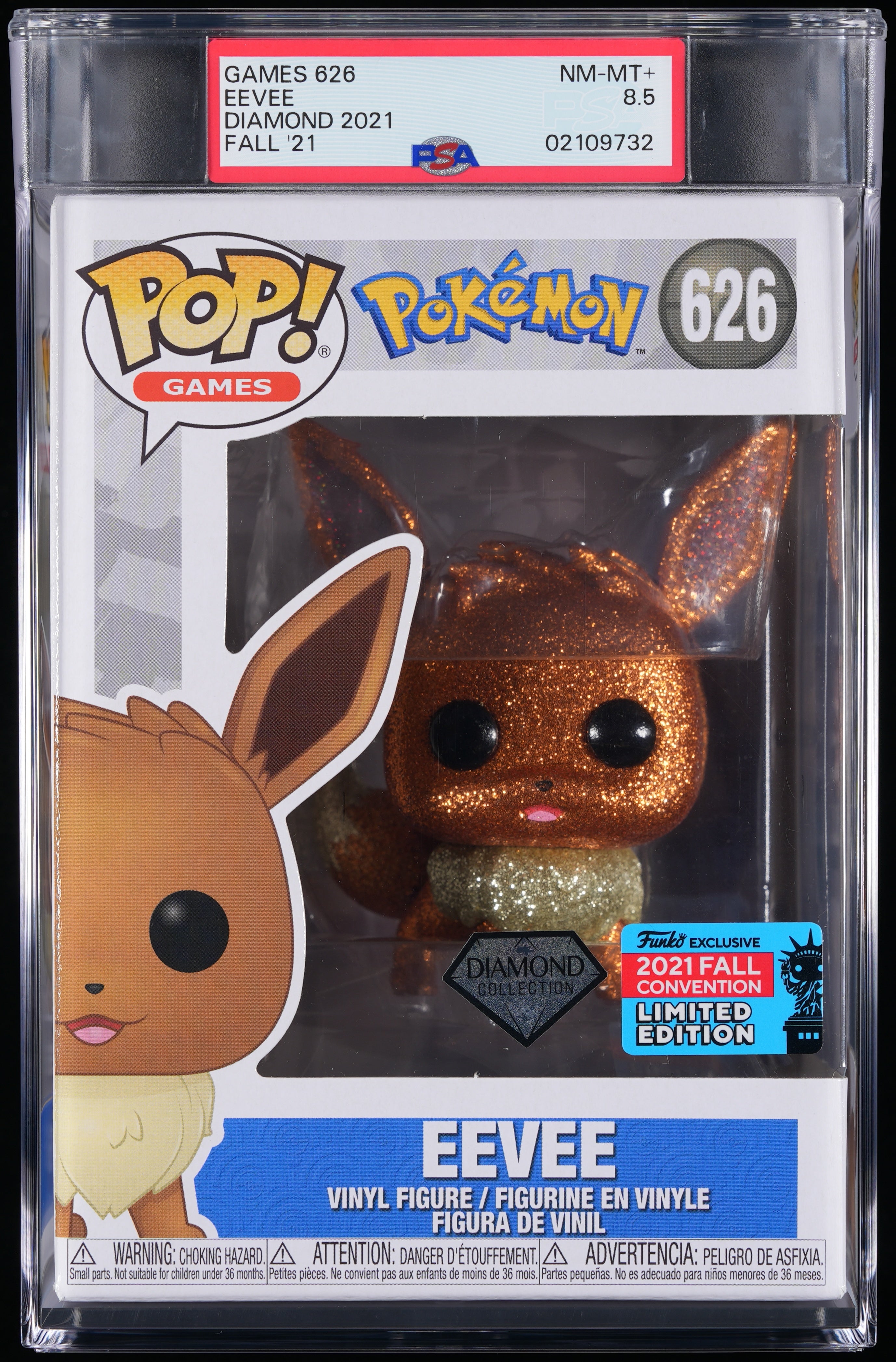 Funko Pop! PSA Graded Pokemon: Eevee PSA Graded 8.5 NM-MT+ Vinyl Figure #626 Cert #02109732