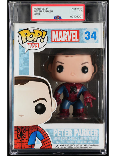 Funko Pop! Marvel Spider-Man: Peter Parker PSA Graded Vinyl Figure #34 Cert #02106201
