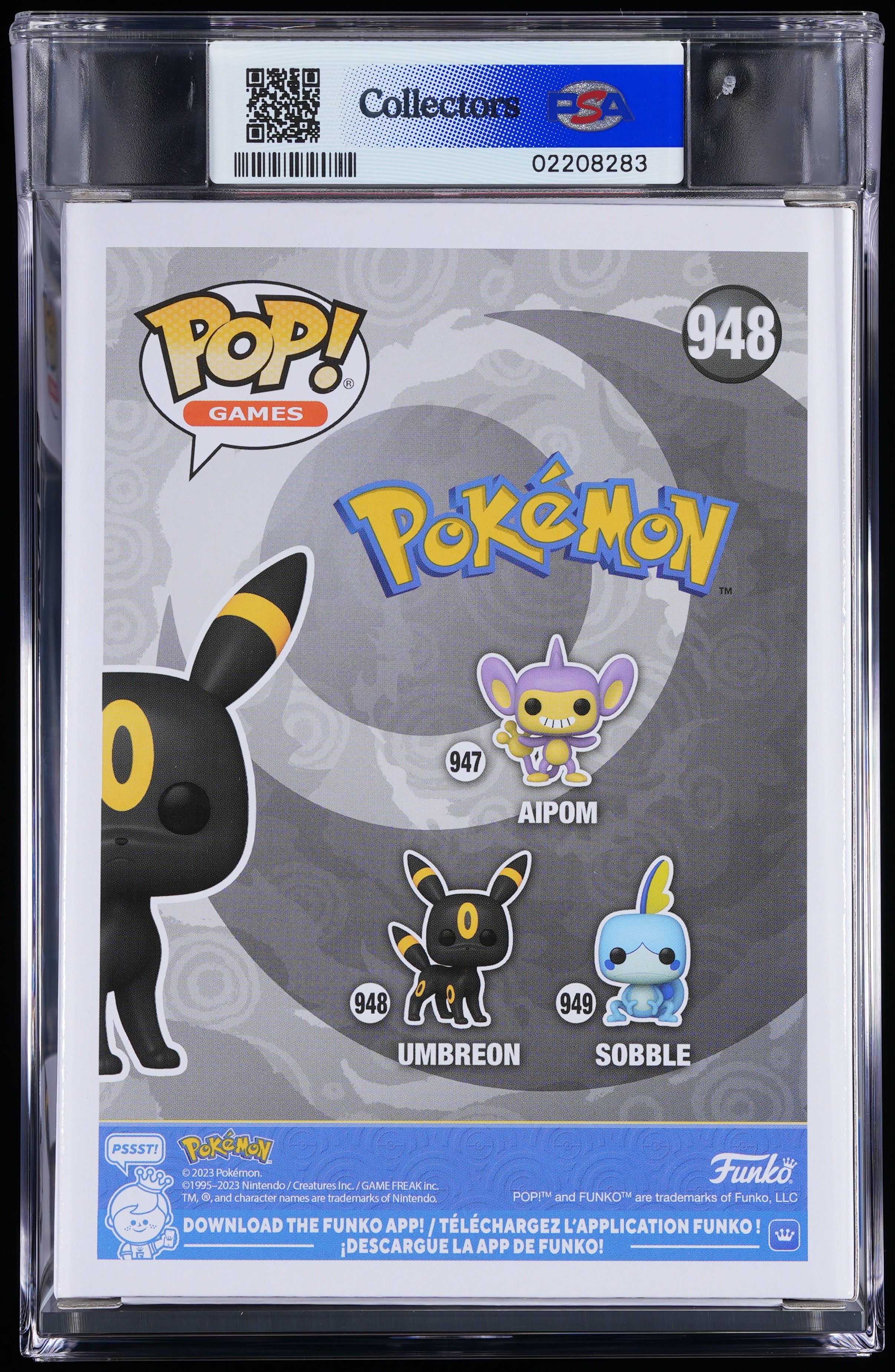 Funko Pop! PSA Graded Pokemon: Umbreon PSA Graded 10 GEM MINT Vinyl Figure #948 Cert #02208283