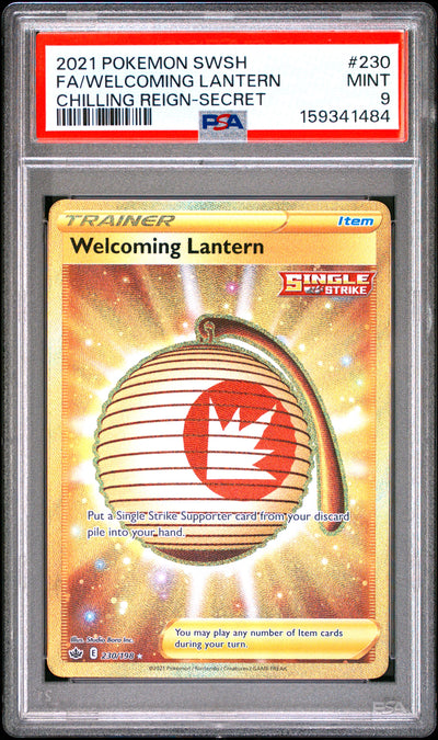 Pokemon Sword & Shield Chilling Reign 230 Full Art/Welcoming Lantern Secret PSA 9 MINT Cert #159341484