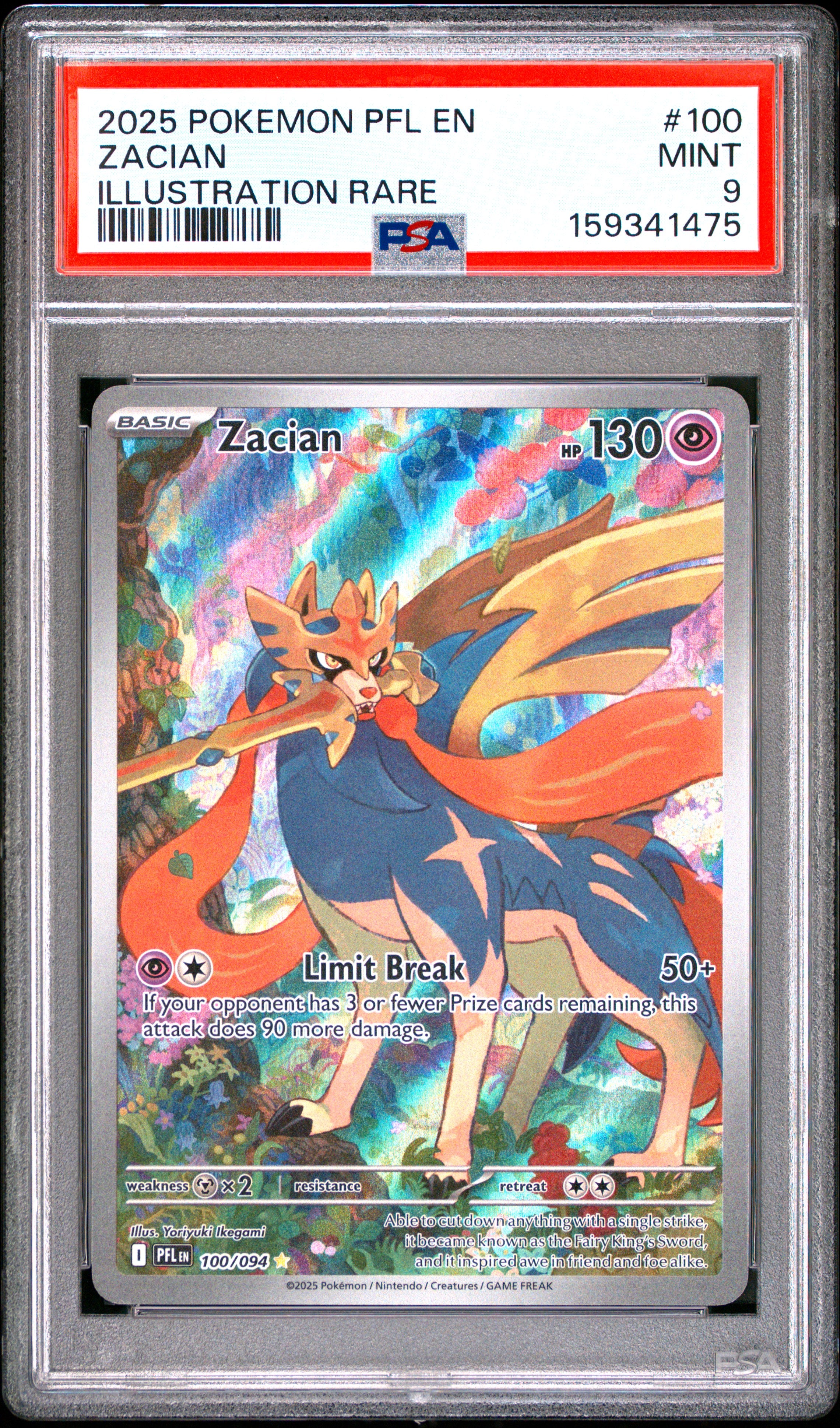 Pokemon Pfl En Phantasmal Flames 100 Zacian Illustration Rare PSA 9 MINT Cert #159341475