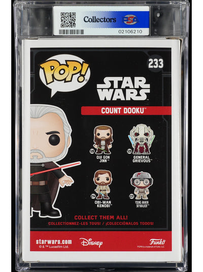 Funko Pop! Star Wars: Count Dooku PSA Graded Vinyl Figure #233 Cert #02106210