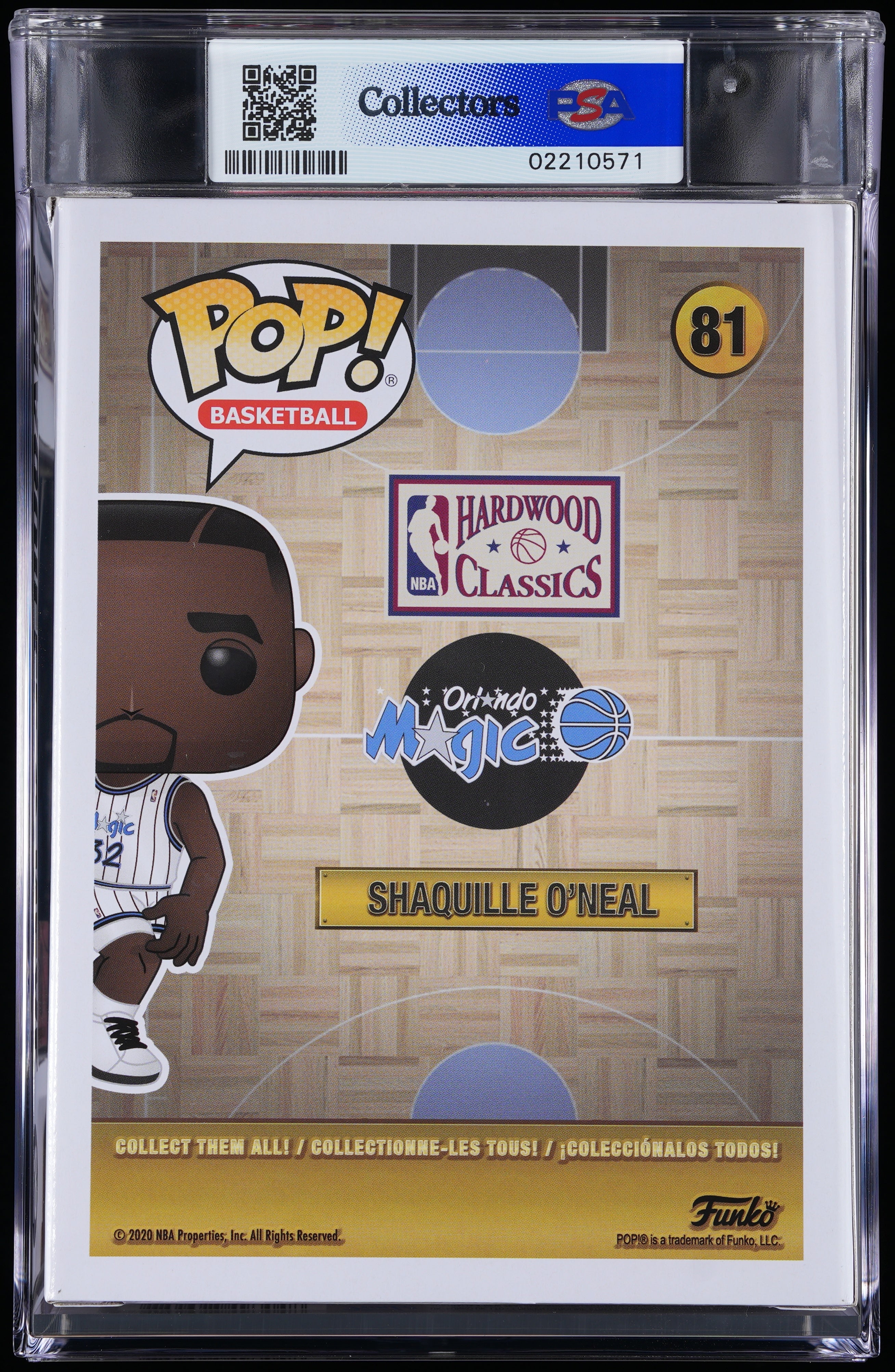 Funko Pop! PSA Graded NBA Orlando Magic: Shaquille O'Neal PSA Graded 8.5 NM-MT+ Vinyl Figure #81 Cert #02210571