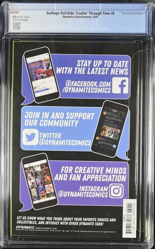 Garbage Pail Kids: Trashin' Through Time 5 2024 Dynamite Entertainment CGC 9.2 Cert #4533147006