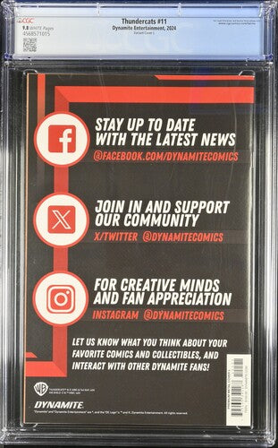 Thundercats 11 2024 Dynamite Entertainment Variant Cover L CGC 9.8 Cert #4568571015