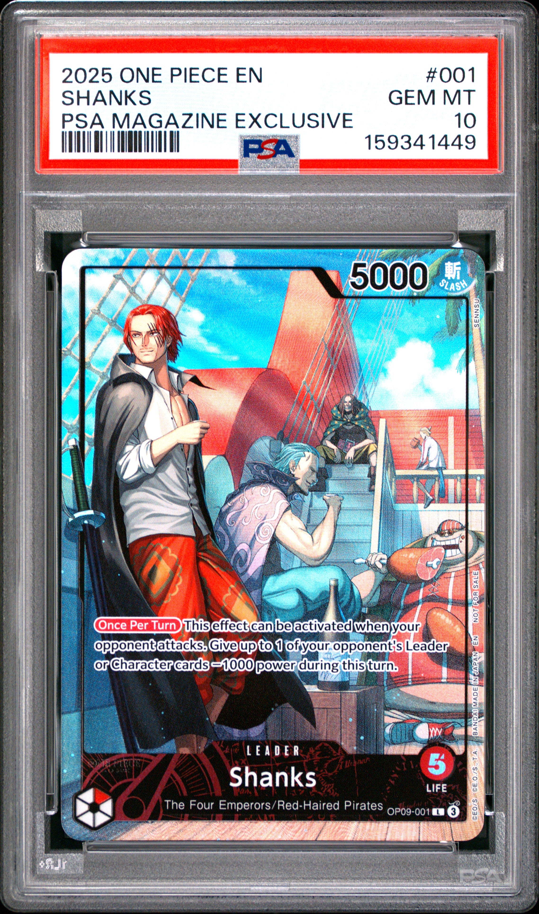 One Piece Promos 001 Shanks Psa Magazine Exclusive PSA 10 GEM MINT Cert #159341449