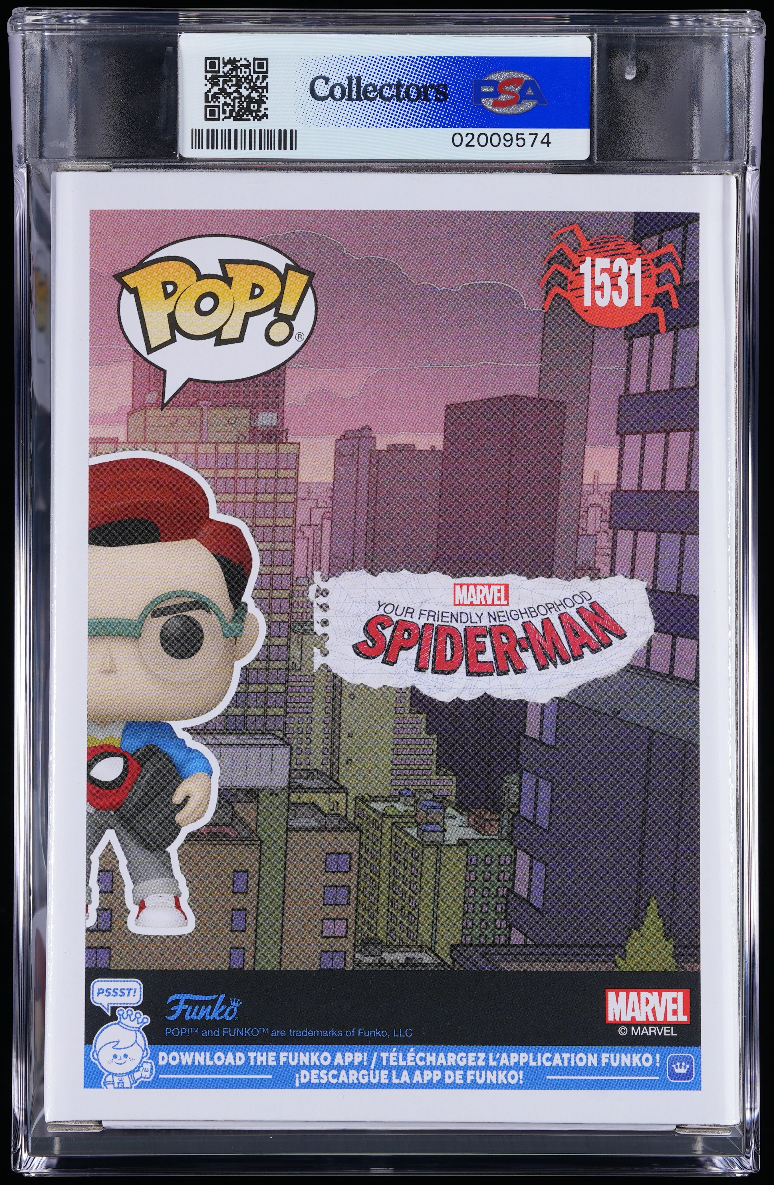 Funko Pop! PSA Graded Your Friendly Neighborhood Spider-Man: Peter Parker (EE) PSA Graded 9 MINT Vinyl Figure #1531 Cert #02009574