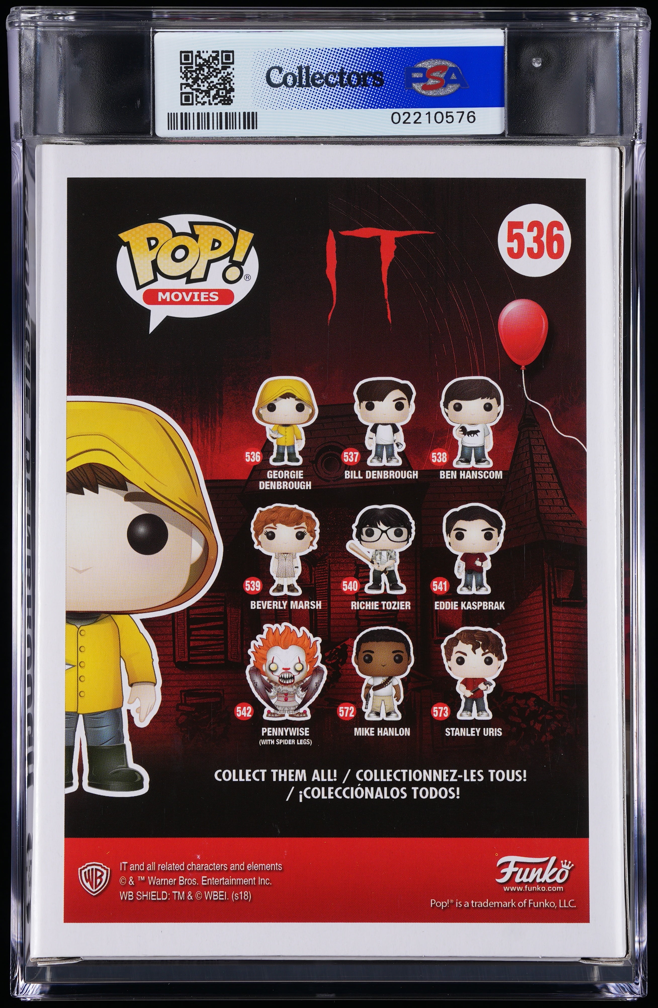 Funko Pop! PSA Graded IT: Georgie Denbrough PSA Graded 10 GEM MINT Vinyl Figure #536 Cert #02210576