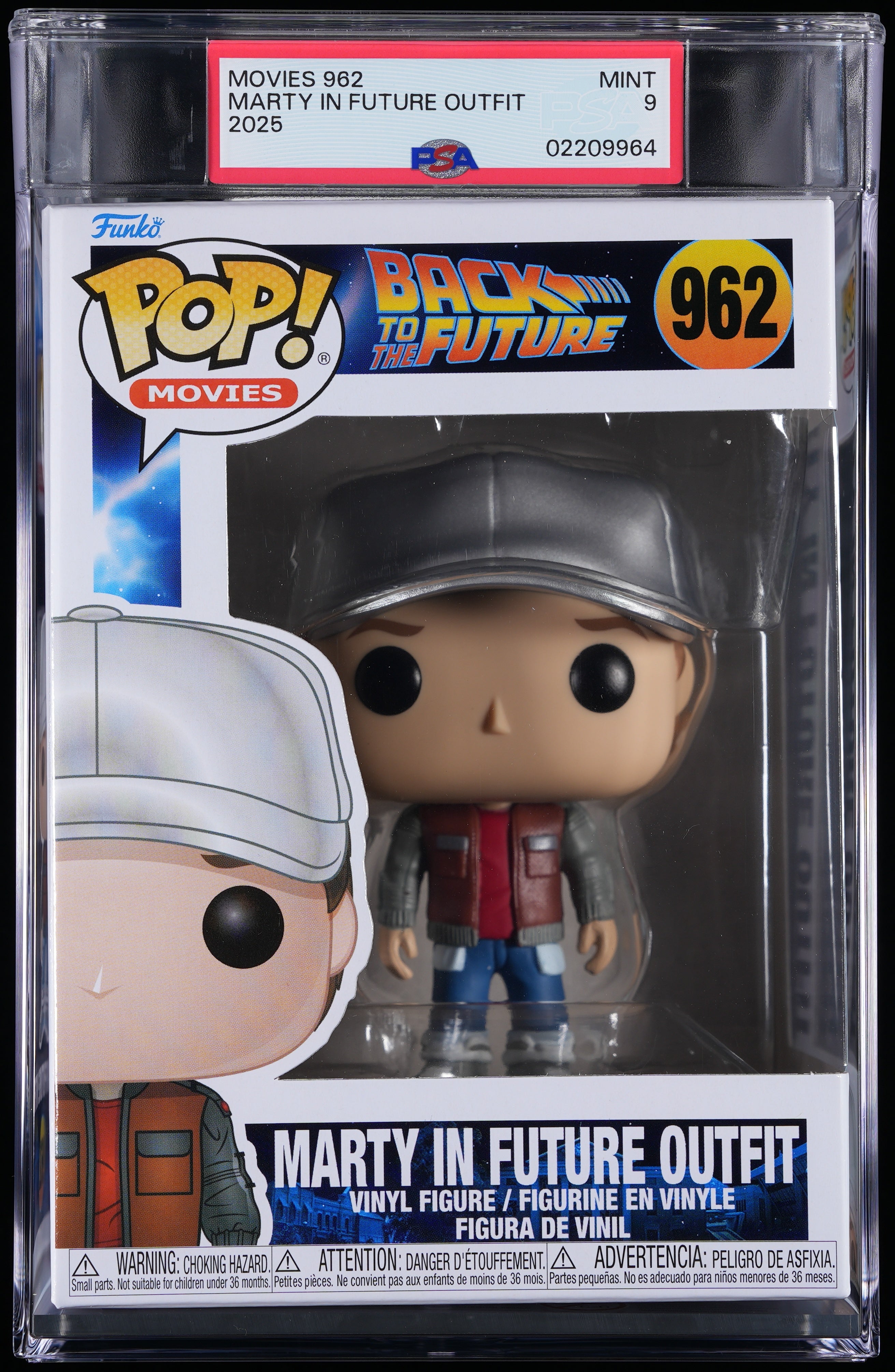 Funko Pop! PSA Graded Back to the Future: Marty in Future Outfit PSA Graded 9 MINT Vinyl Figure #962 Cert #02209964