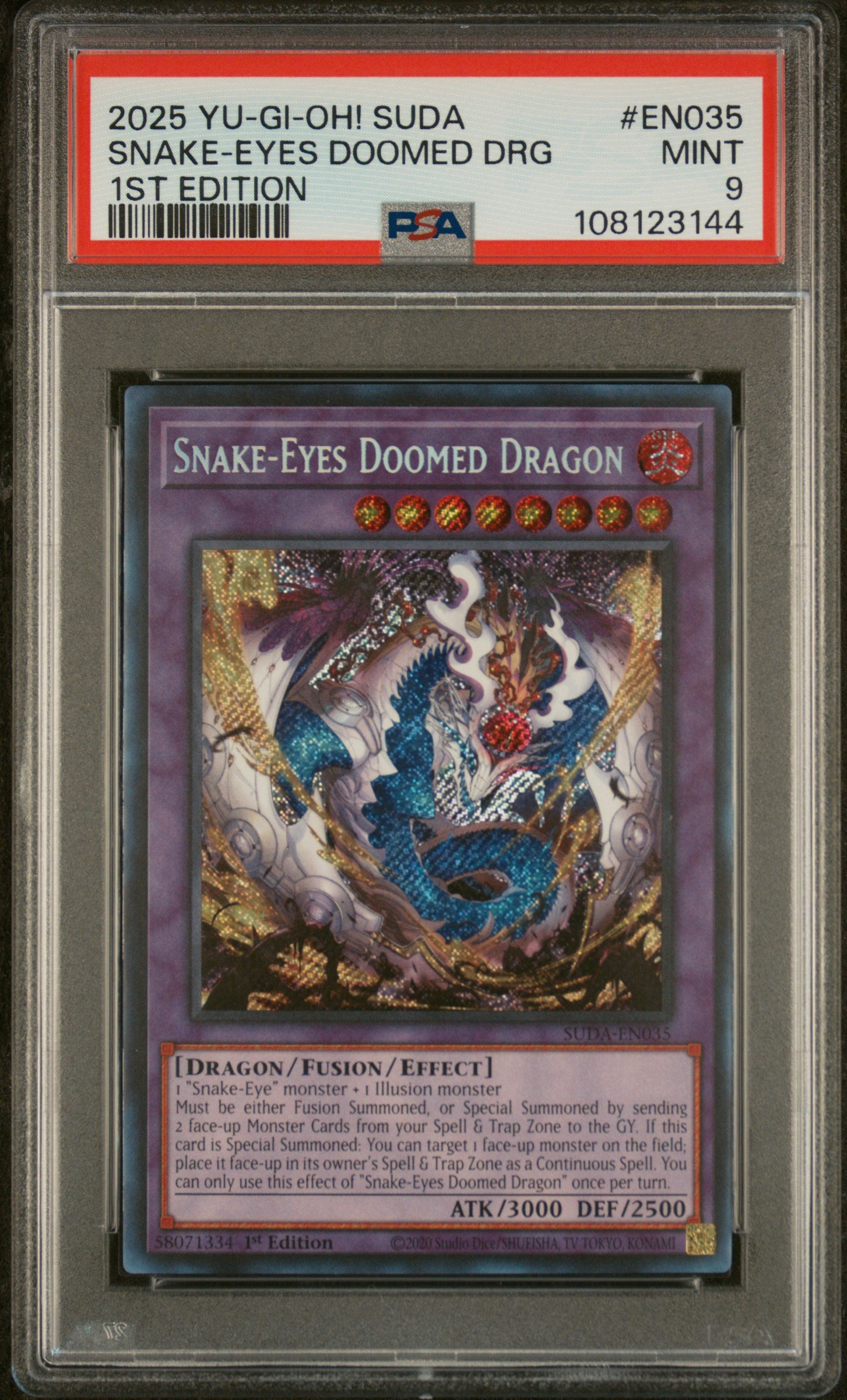 Yu-Gi-Oh! Suda-Supreme Darkness En035 Snake-Eyes Doomed Dragon 1St Edition Card Psa 9 Mint Cert #108123144