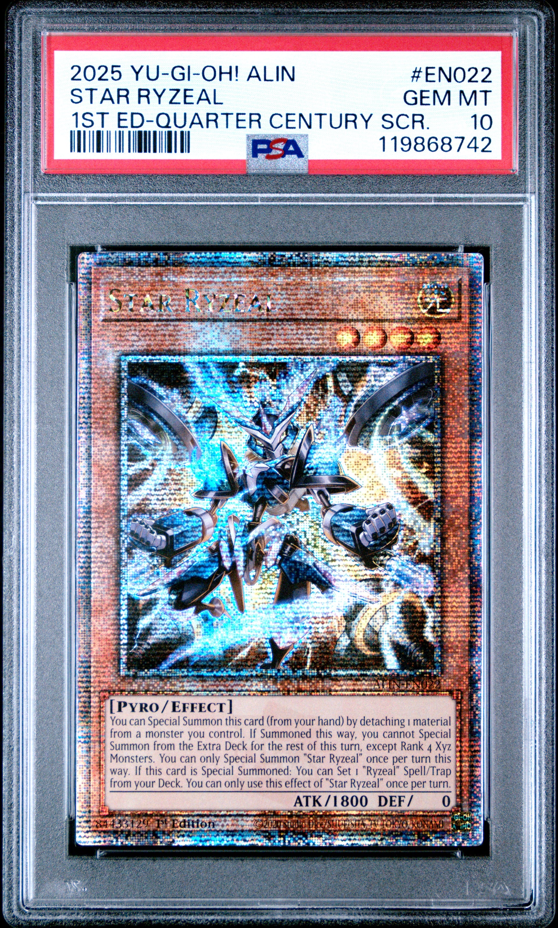 Yu Gi Oh! Alin Alliance Insight En022 Star Ryzeal 1St Edition Quarter  Century Secret Rare PSA 10 GEM MINT Cert #119868742 – Boxed Vinyl