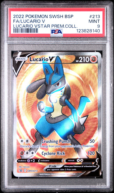 Pokemon Swsh Black Star Promo 213 Full Art/Lucario V Lucario Vstar Premium Collection PSA 9 MINT Cert #123828140