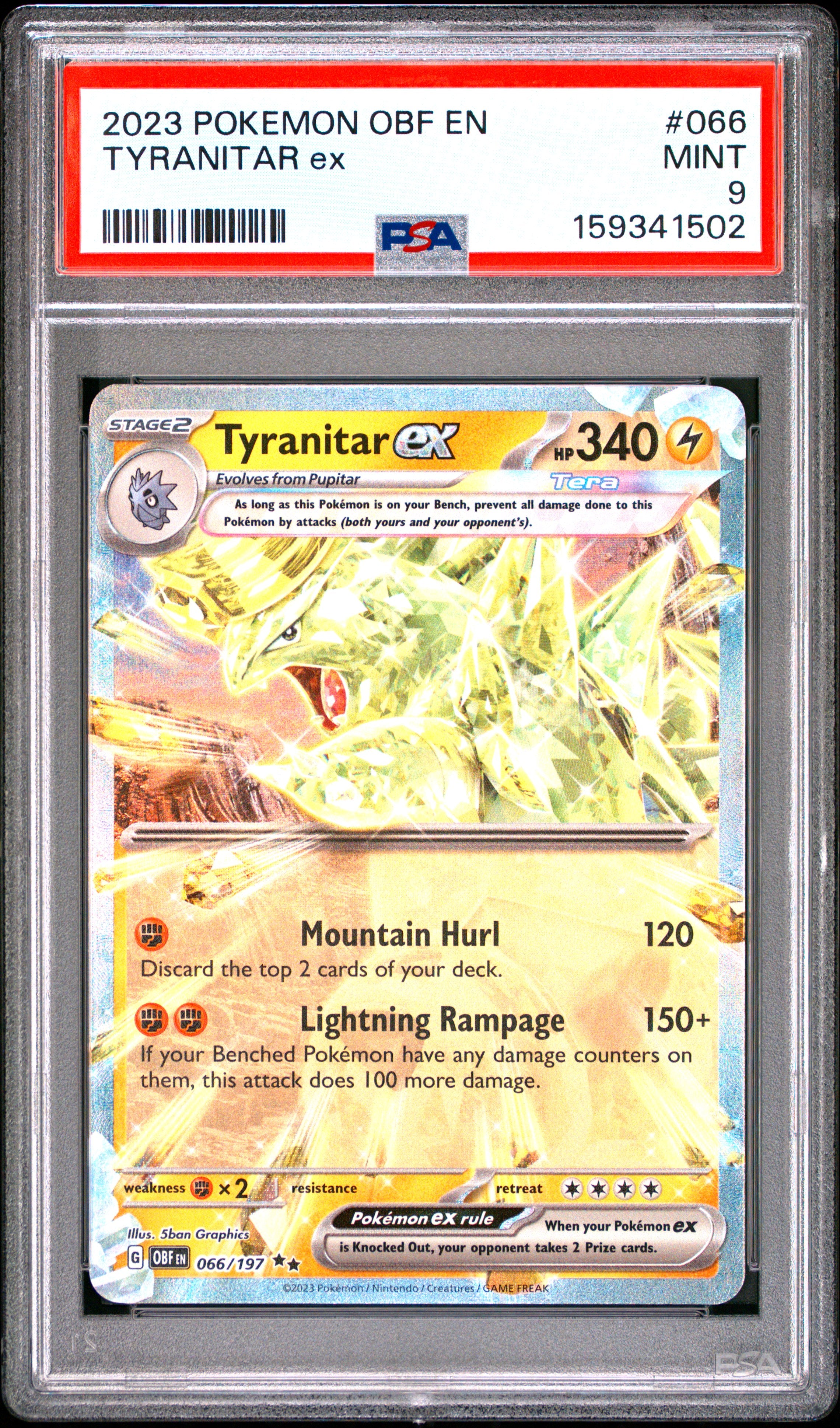 Pokemon Obf En Obsidian Flames 066 Tyranitar Ex  PSA 9 MINT Cert #159341502