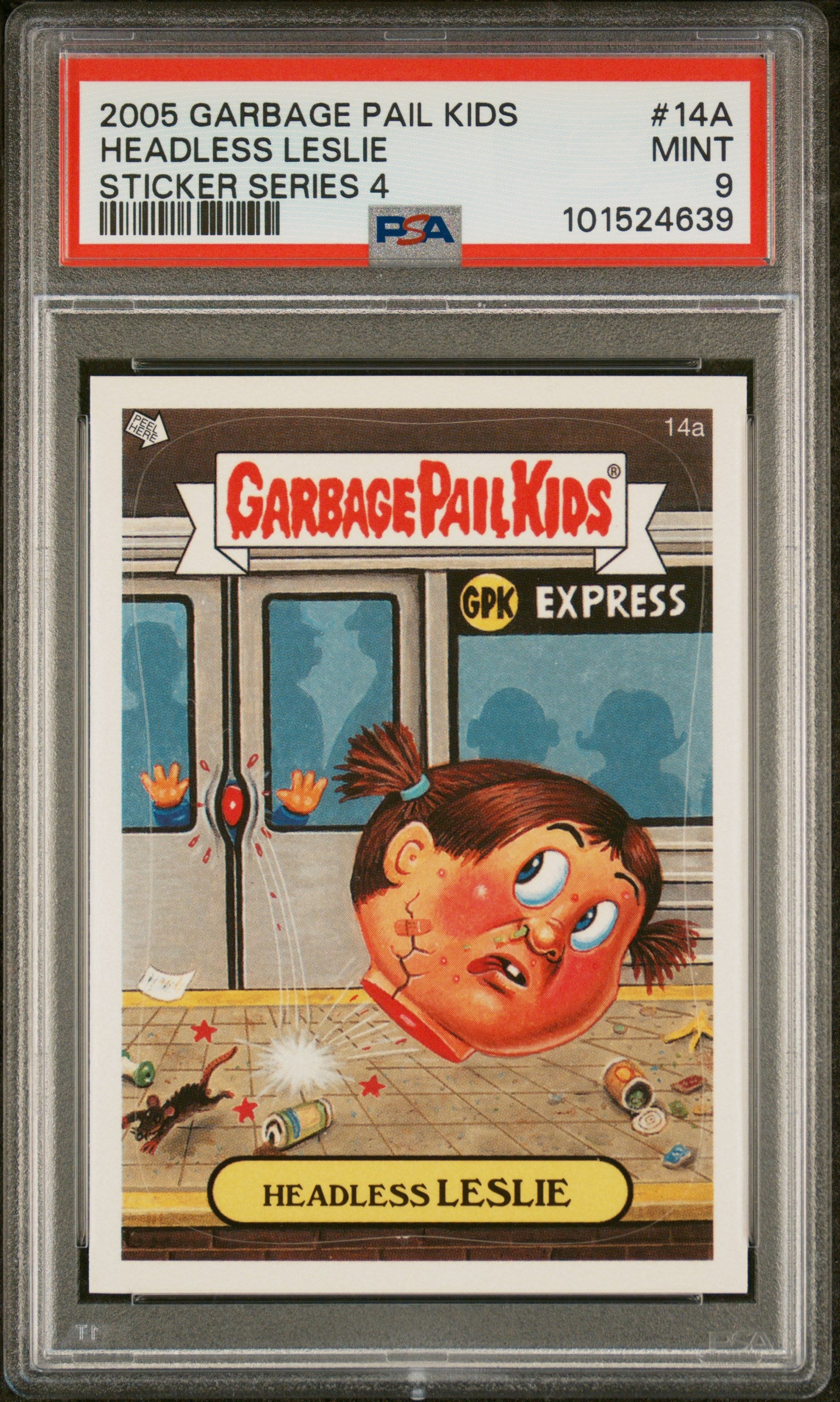 Garbage Pail Kids Stickers Series 4 14A Headless Leslie PSA 9 MINT Cert #101524639