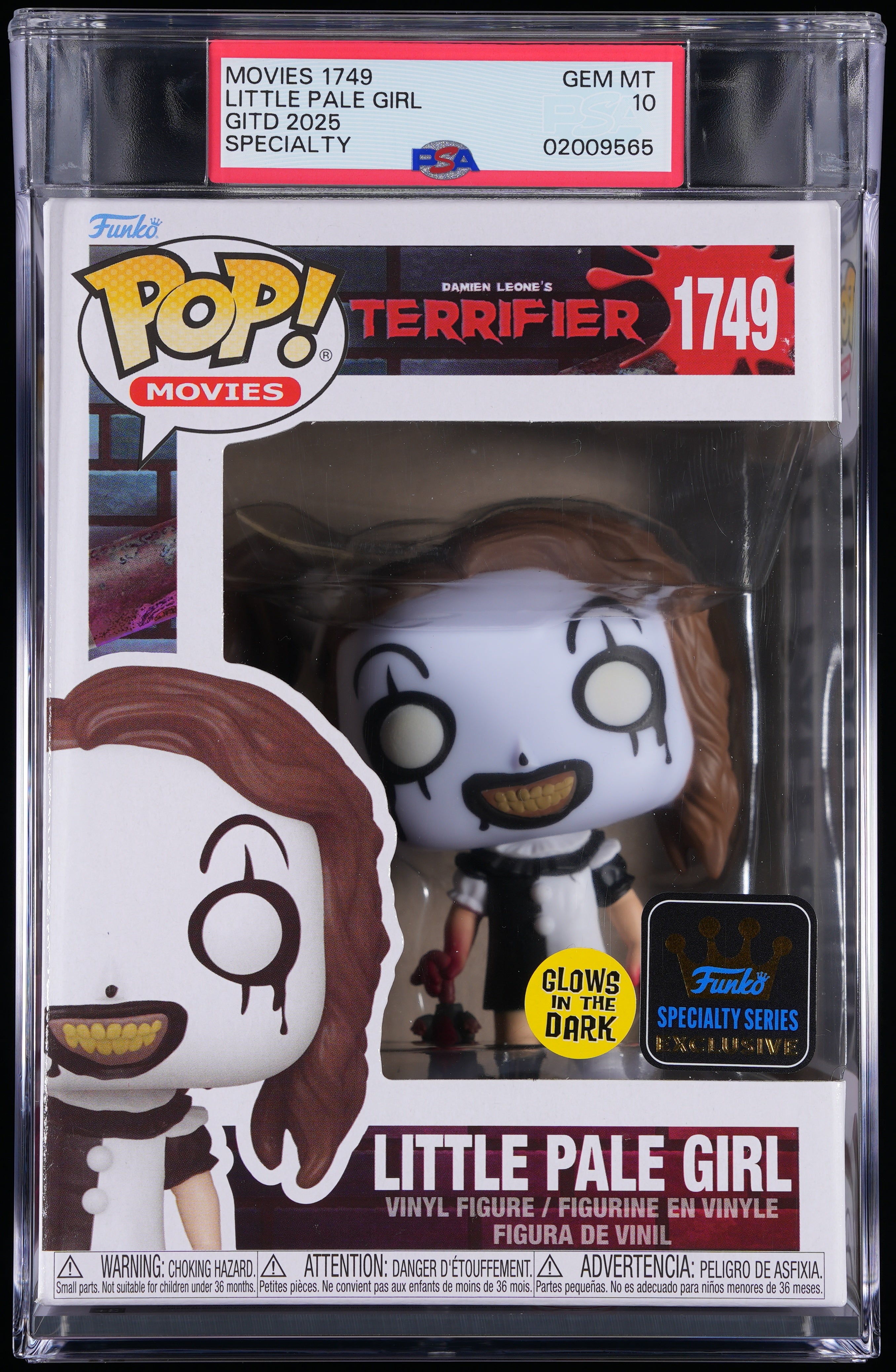 Funko Pop! PSA Graded Terrifier: Little Pale Girl (GITD Specialty Series)) PSA Graded 10 GEM MINT Vinyl Figure #1749 Cert #02009565