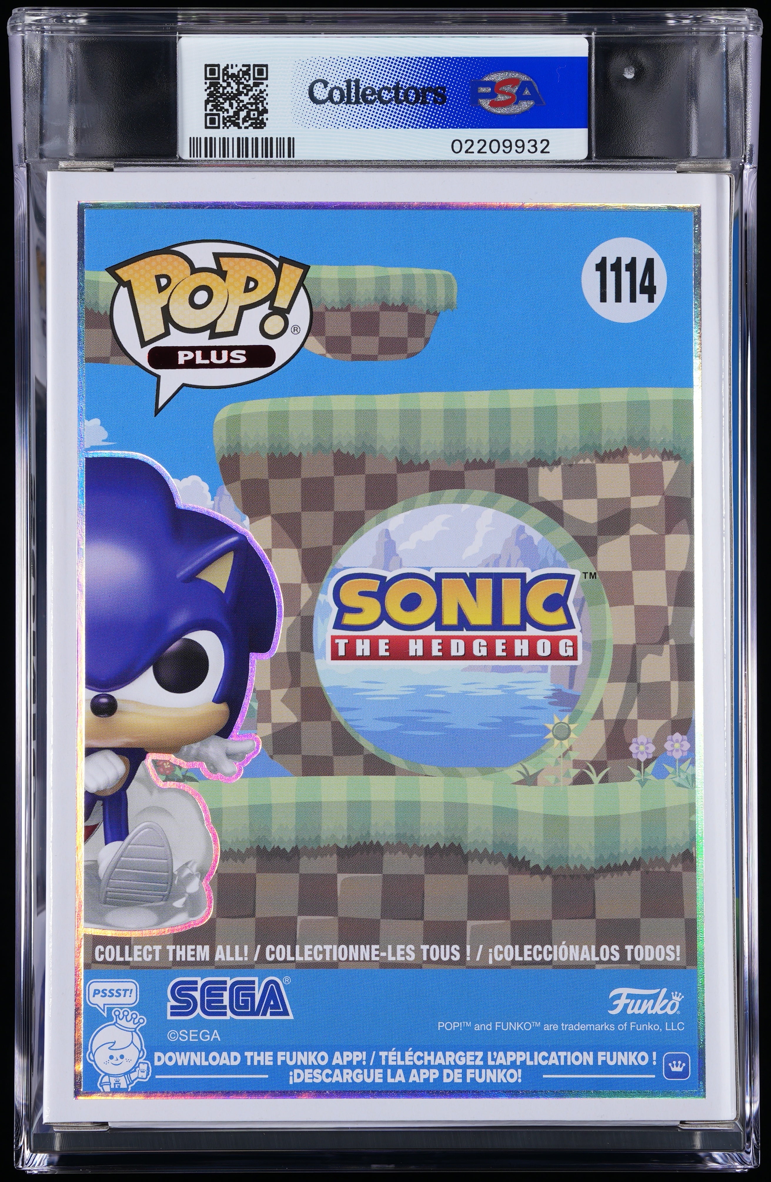 Funko Pop! PSA Graded Sonic the Hedgehog: Sonic PSA Graded 9 MINT Vinyl Figure #1114 Cert #02209932