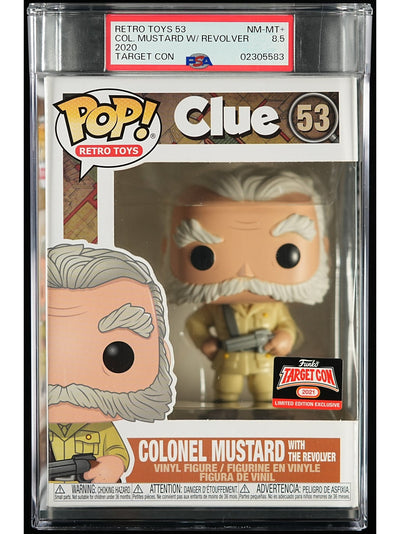 Funko Pop! Clue: Col. Mustard w/ Revolver PSA Graded Vinyl Figure #53 Cert #02305583