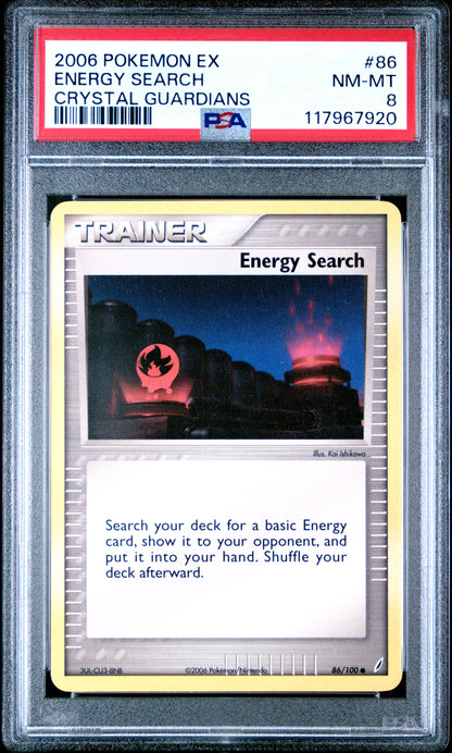 Pokemon Ex Crystal Guardians 86 Energy Search PSA 8 NM-MT Cert #117967920