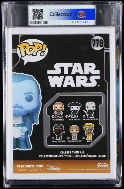 Funko Pop! PSA Graded Star Wars: Qui-Gon Jinn (Force Ghost) PSA Graded 9 MINT Vinyl Figure #778 Cert #02109741