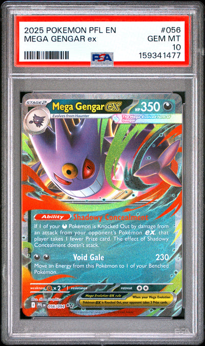 Pokemon Pfl En Phantasmal Flames 056 Mega Gengar Ex PSA 10 GEM MINT Cert #159341477