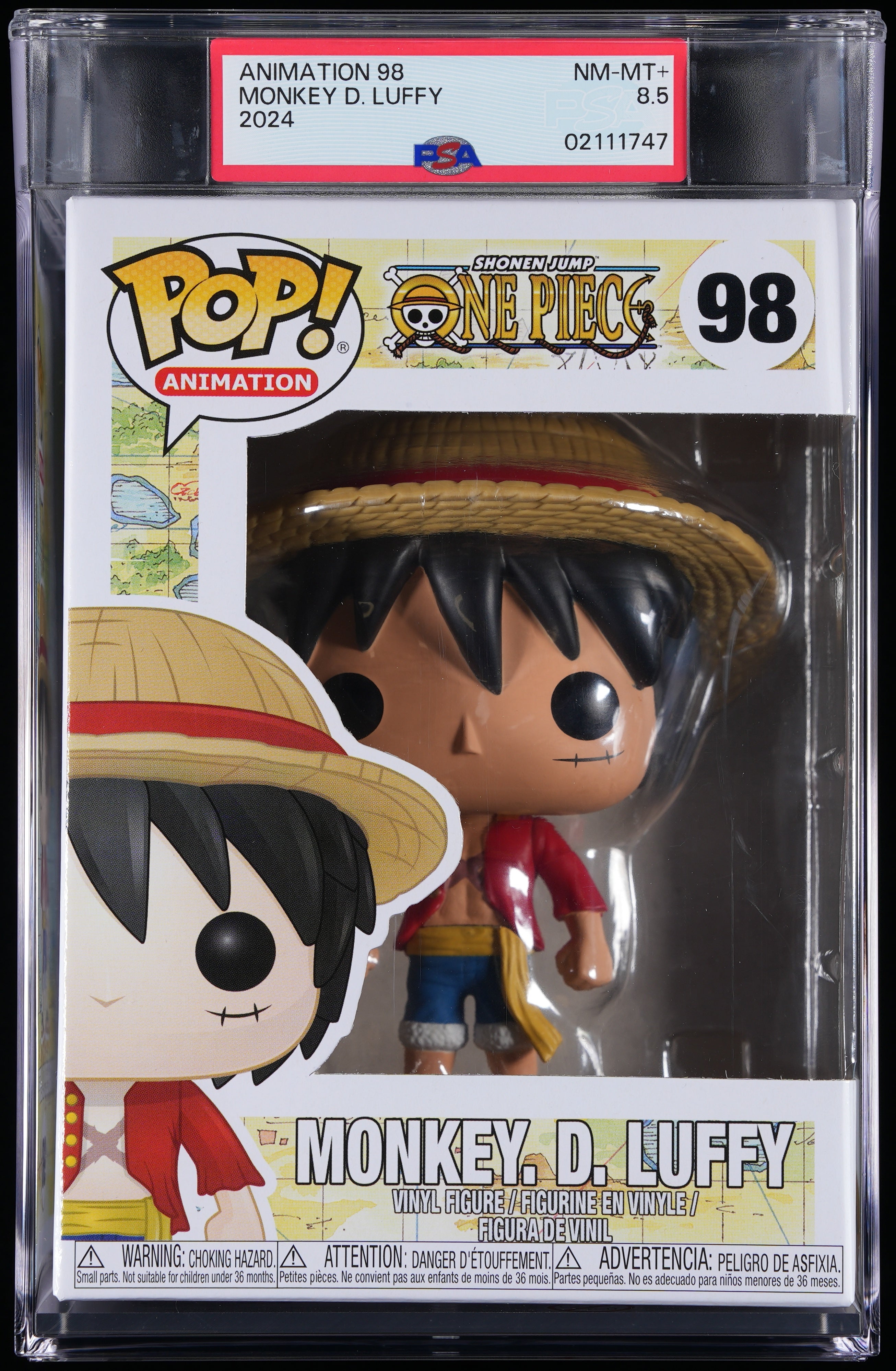 Funko Pop! PSA Graded One Piece: Monkey D. Luffy PSA Graded 8.5 NM-MT+ Vinyl Figure #98 Cert #02111747
