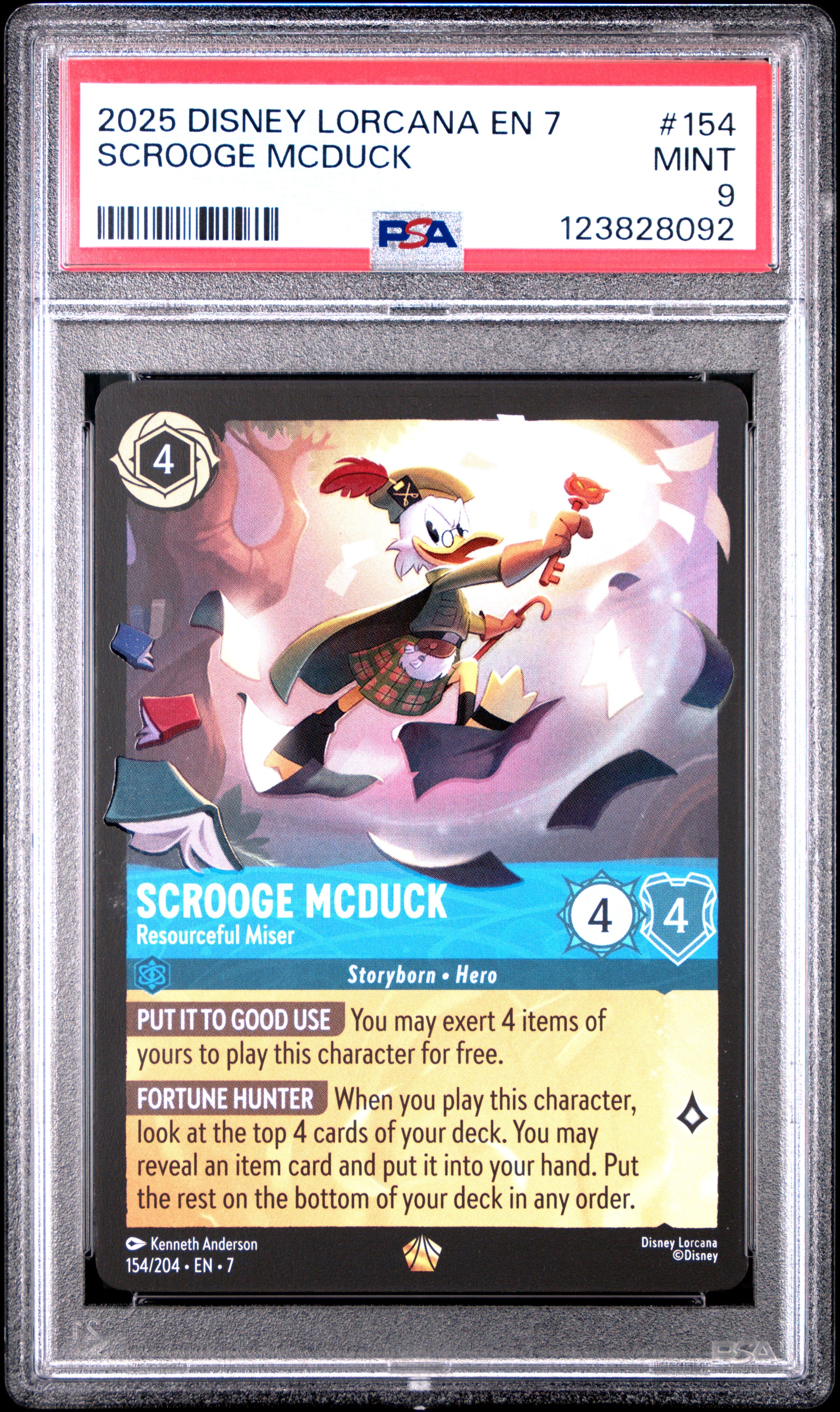 Disney Lorcana En 7 Archazia's Island 154 Scrooge Mcduck   Resourceful Miser PSA 9 MINT Cert #123828092