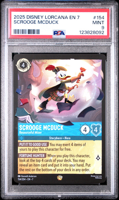Disney Lorcana En 7 Archazia's Island 154 Scrooge Mcduck Resourceful Miser  PSA 9 MINT Cert #123828092 – Boxed Vinyl
