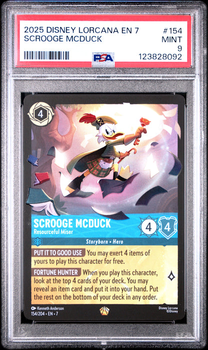 Disney Lorcana En 7 Archazia's Island 154 Scrooge Mcduck   Resourceful Miser PSA 9 MINT Cert #123828092