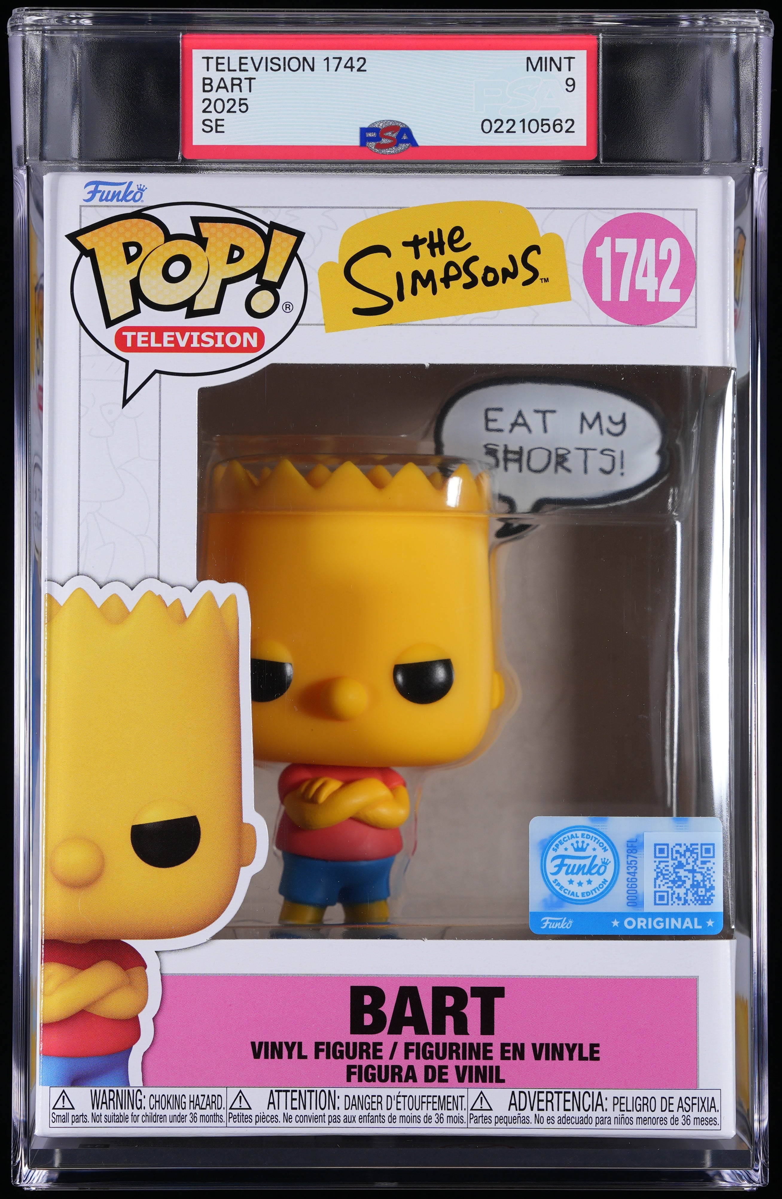 Funko Pop! PSA Graded The Simpsons: Bart Simpson PSA Graded 9 MINT Vinyl Figure #1742 Cert #02210562