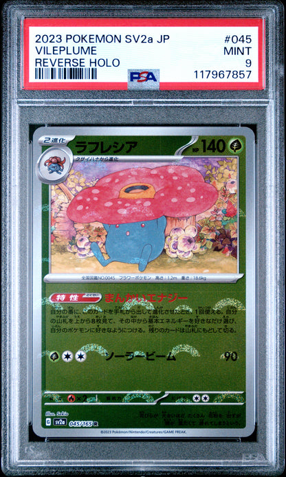 Pokemon Japanese Sv2A Pokemon 151 045 Vileplume Reverse Holo PSA 9 MINT Cert #117967857