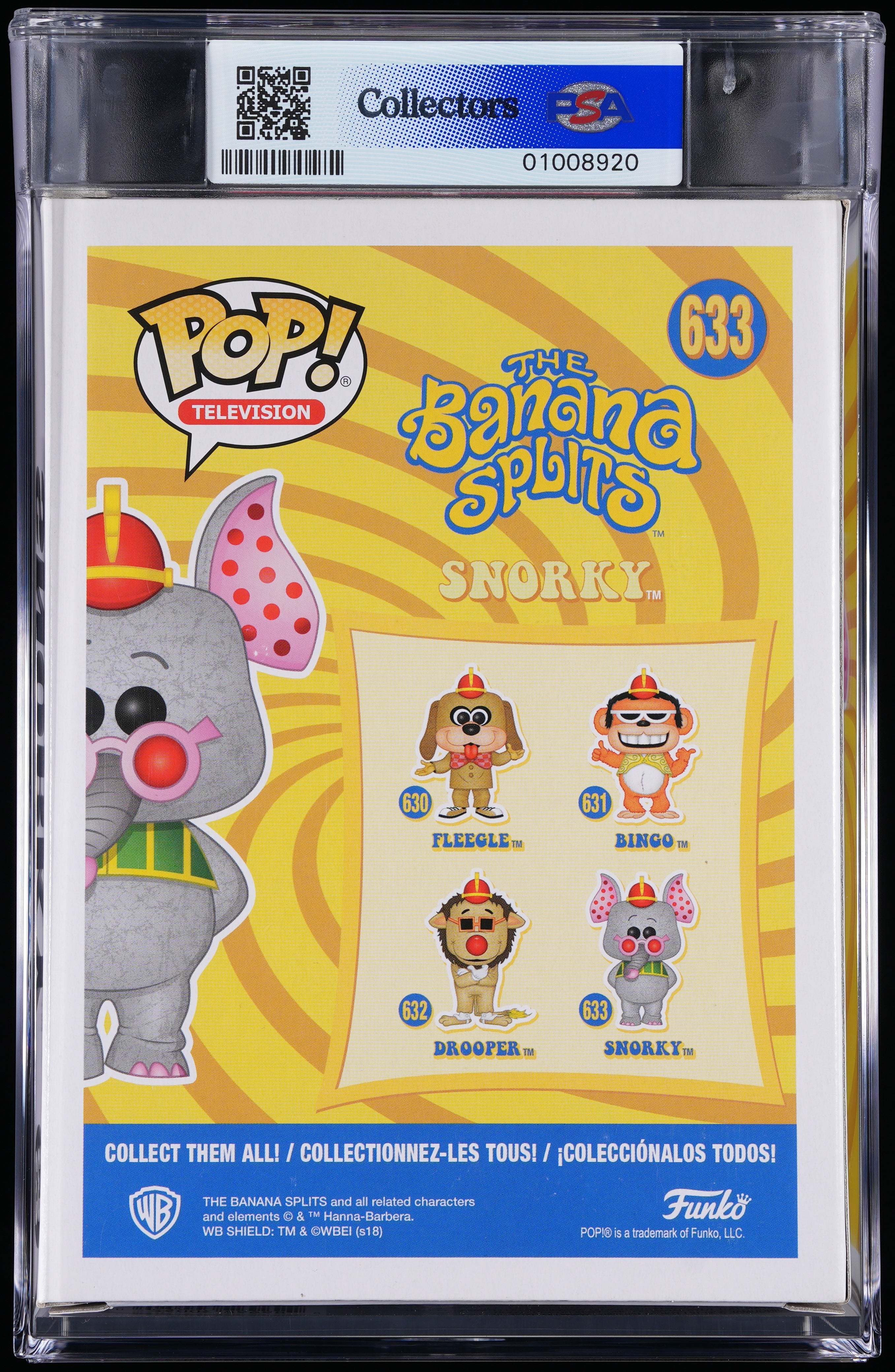 Funko Pop! PSA Graded The Banana Splits: Snorky (2018 Summer Convention) PSA Graded 8.5 NM-MT+ Vinyl Figure #633 Cert #01008920