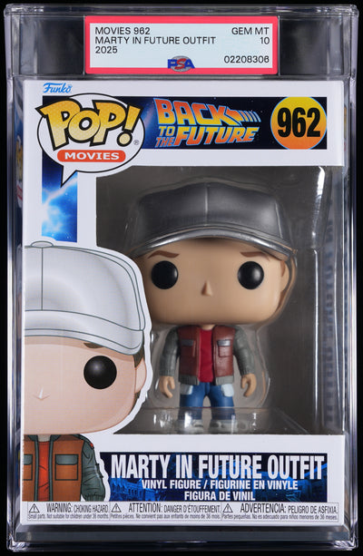 Funko Pop! PSA Graded Back to the Future: Marty in Future Outfit PSA Graded 10 GEM MINT Vinyl Figure #962 Cert #02208306