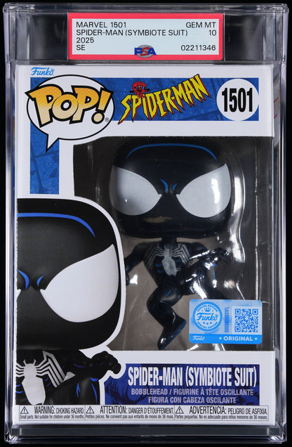 Funko Pop! PSA Graded Marvel Spider-Man: Spider-Man (Symbiote Suit) PSA Graded 10 GEM MINT Vinyl Figure #1501 Cert #02211346