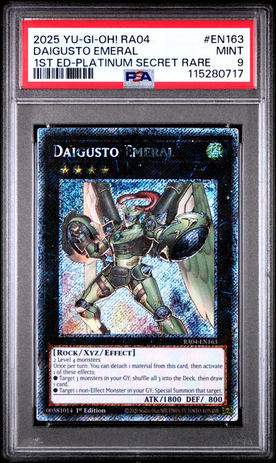 Yu Gi Oh! Ra04 Quarter Century Stampede En163 Daigusto Emeral 1St Edition Platinum Secret Rare PSA 9 MINT Cert #115280717