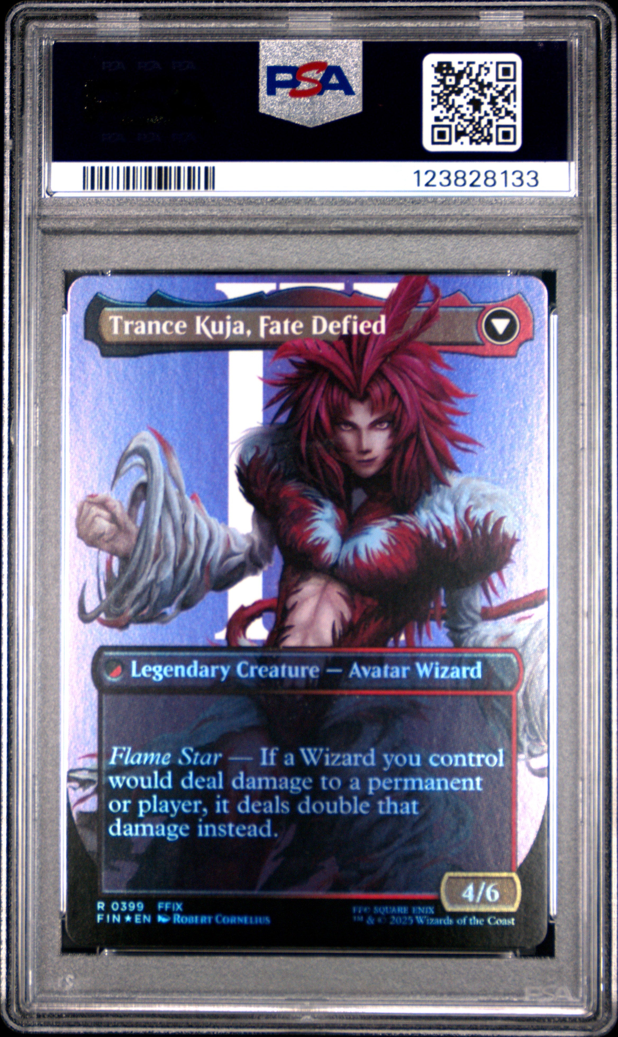Magic The Gathering Final Fantasy 0399 Kuja, Genome Sorcerer/Trance Kuja, Fate Defied Character Borderless Foil PSA 10 GEM MINT Cert #123828133
