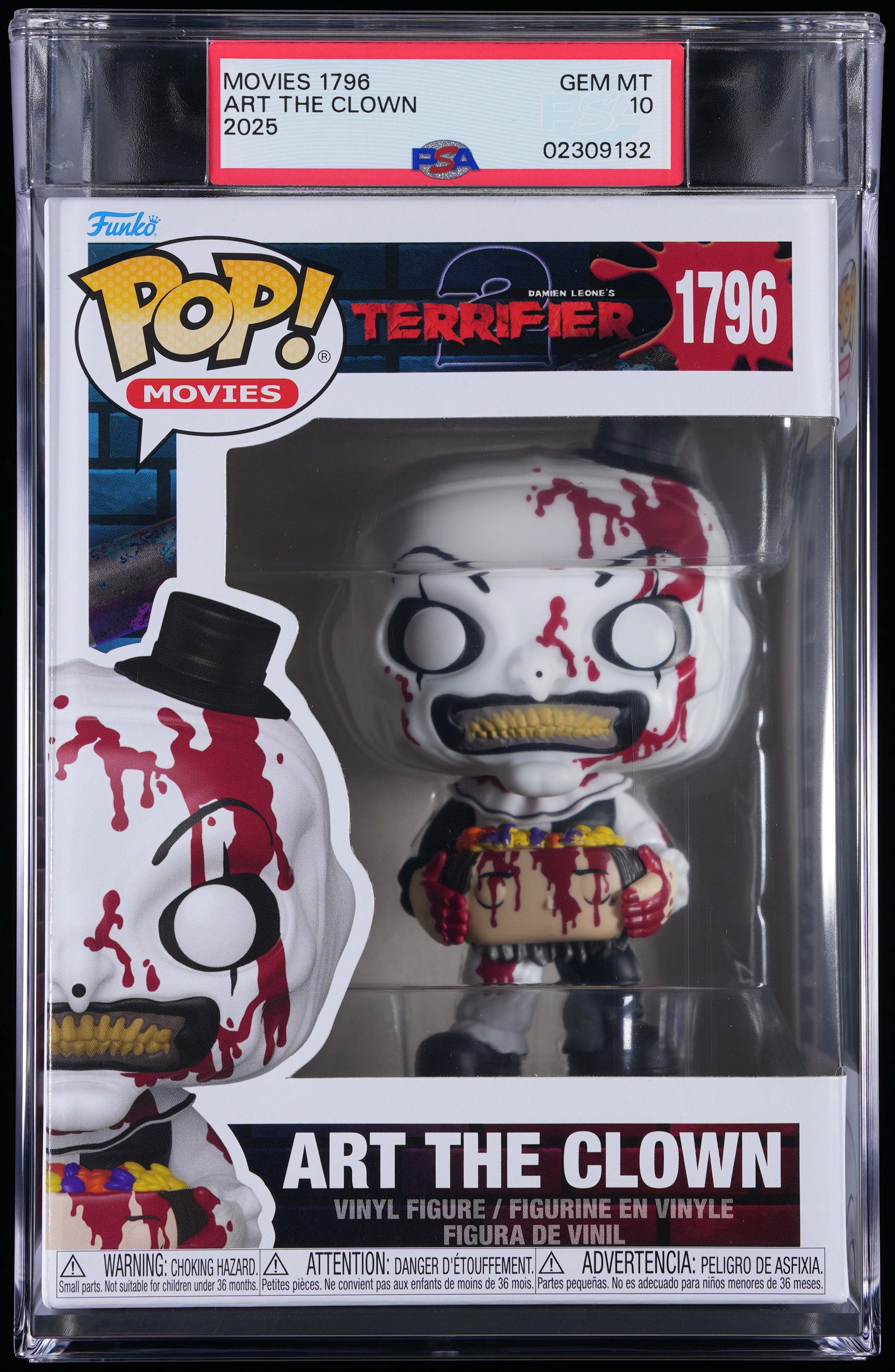 Funko Pop! PSA Graded Terrifier 2: Art the Clown with Head PSA Graded 10 GEM MINT Vinyl Figure #1796 Cert #02309132