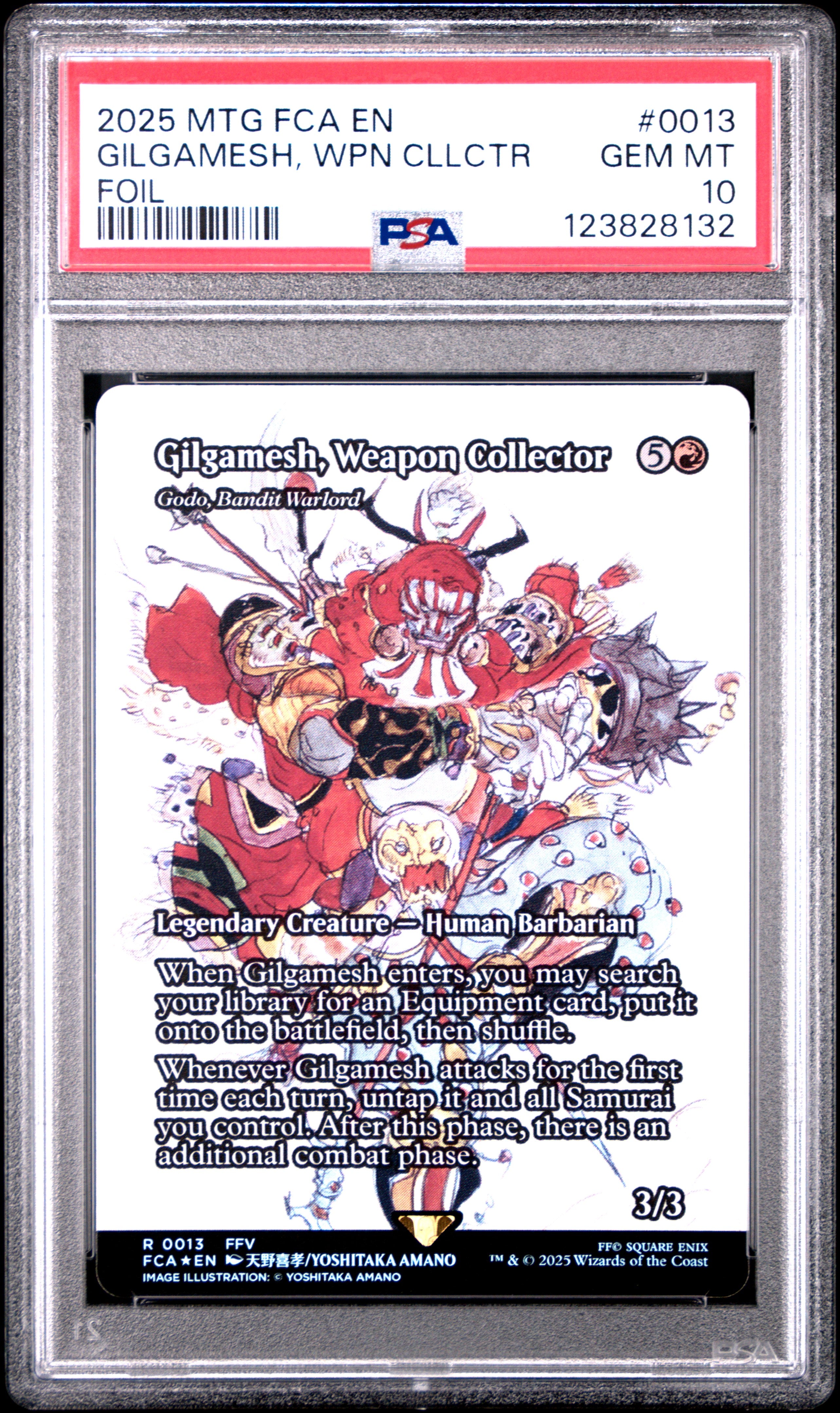 Magic The Gathering Final Fantasy: Through The Ages 0013 Gilgamesh, Weapon Collector Foil PSA 10 GEM MINT Cert #123828132