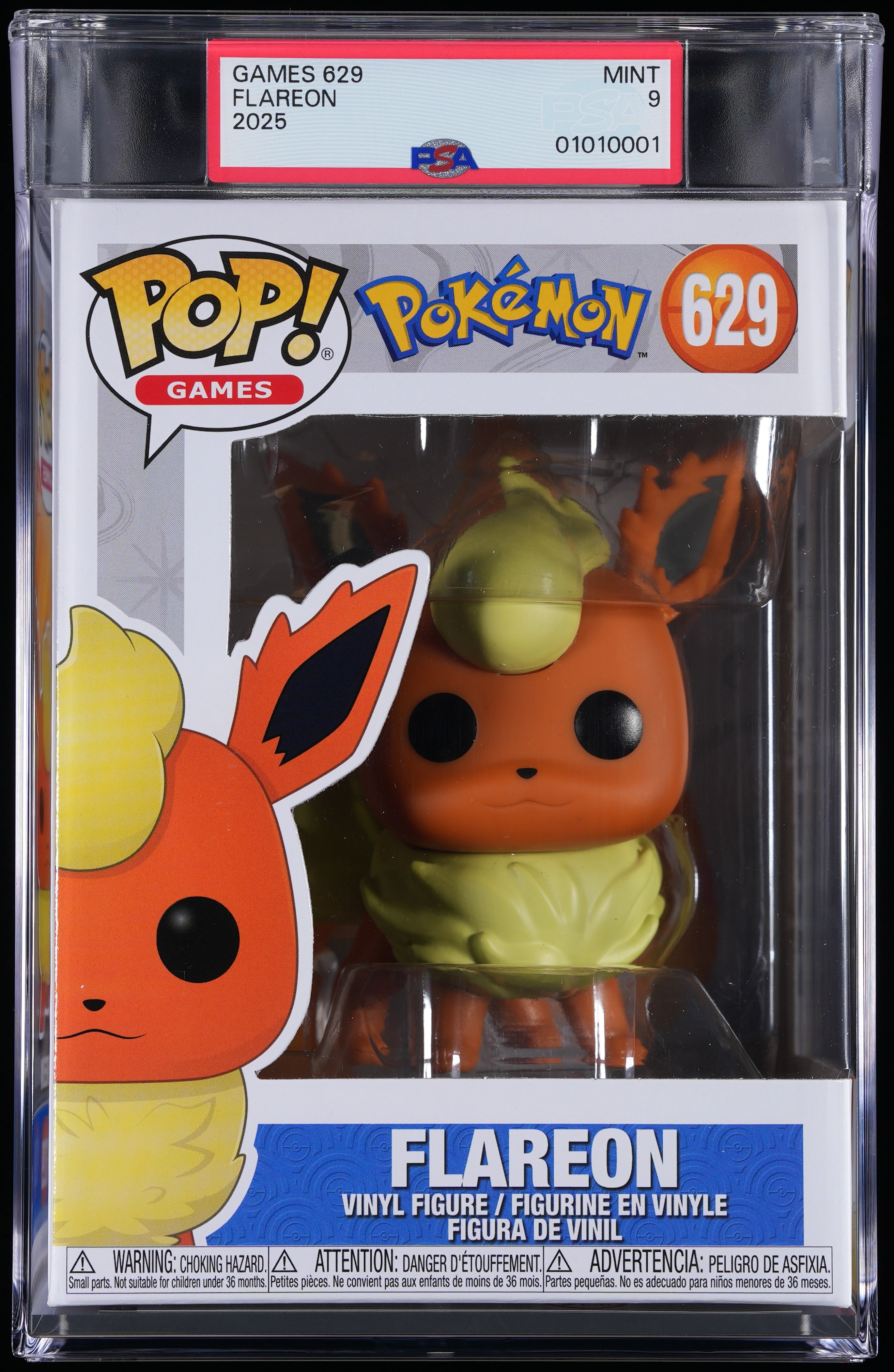 Funko Pop! PSA Graded Pokemon: Flareon PSA Graded 9 MINT Vinyl Figure #629 Cert #01010001