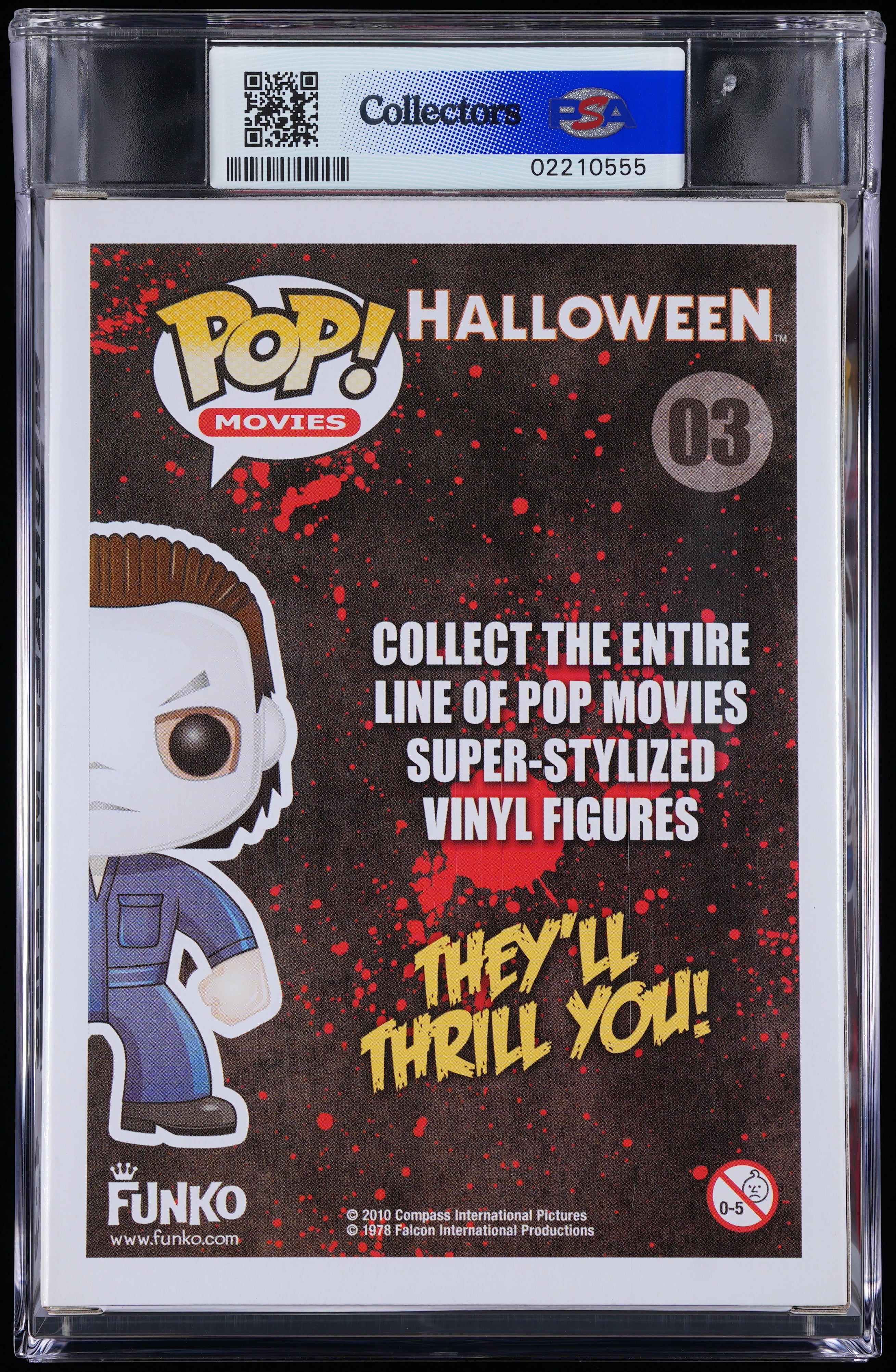 Funko Pop! PSA Graded Halloween: Michael Myers (GITD Chase) PSA Graded 9 MINT Vinyl Figure #03 Cert #02210555