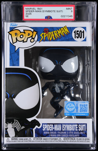 Funko Pop! PSA Graded Marvel Spider-Man: Spider-Man (Symbiote Suit) PSA Graded 9 MINT Vinyl Figure #1501 Cert #02211345
