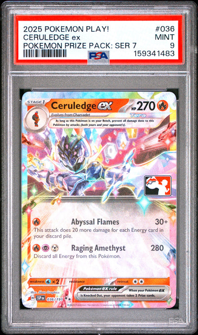 Pokemon Play! Pokemon Prize Pack: Series 7 036 Ceruledge Ex PSA 9 MINT Cert #159341483