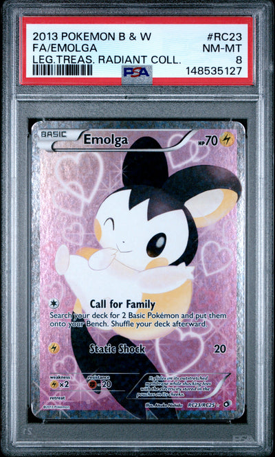 Pokemon Black & White Legendary Treasures Radiant Collection Rc23 Full Art/Emolga PSA 8 NM-MT Cert #148535127