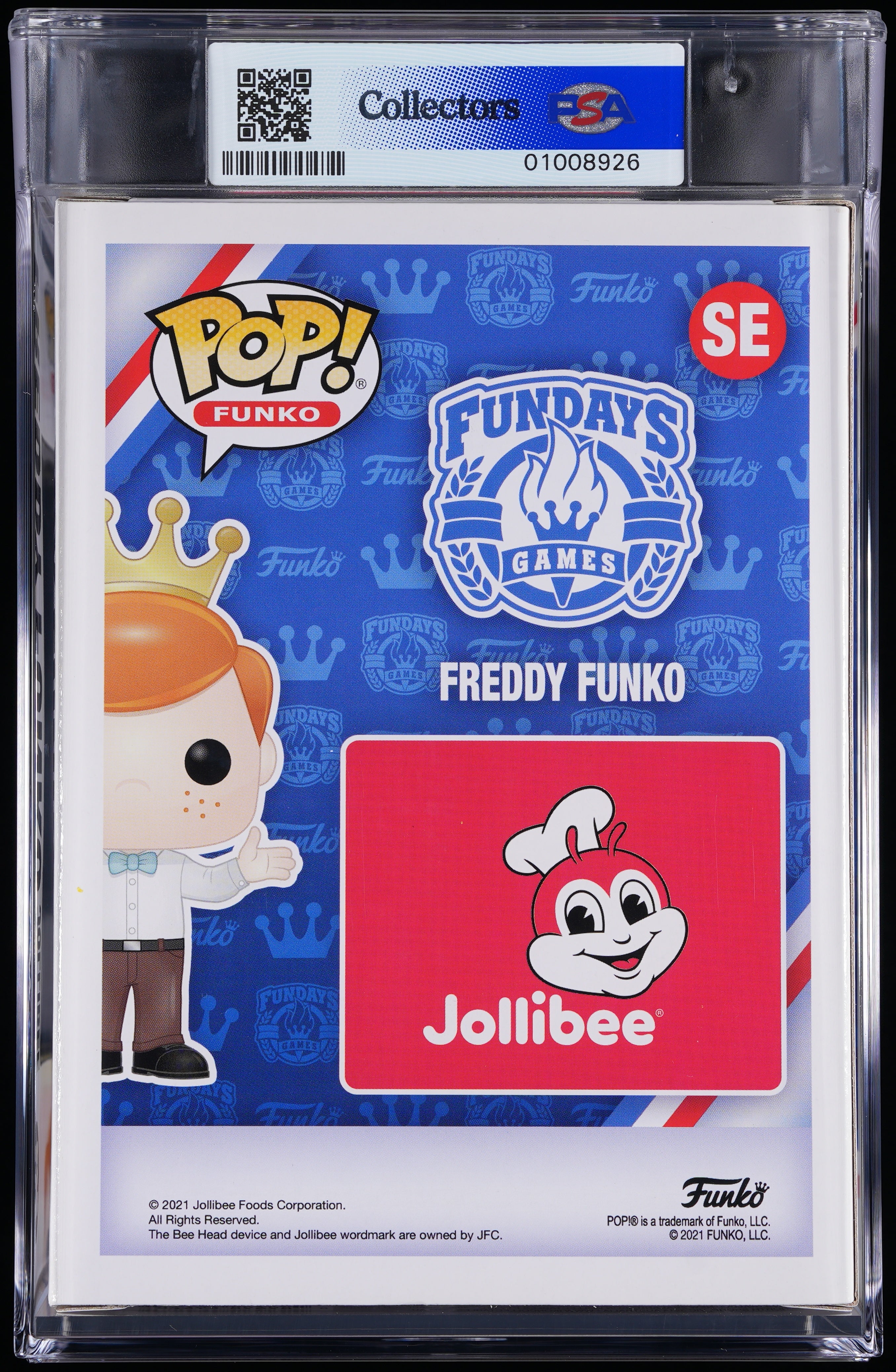 Funko Pop! PSA Graded Freddy Funko: Freddy as Jollibee (2021 Funko Fundays) PSA Graded 8.5 NM-MT+ Vinyl Figure #SE Cert #01008926